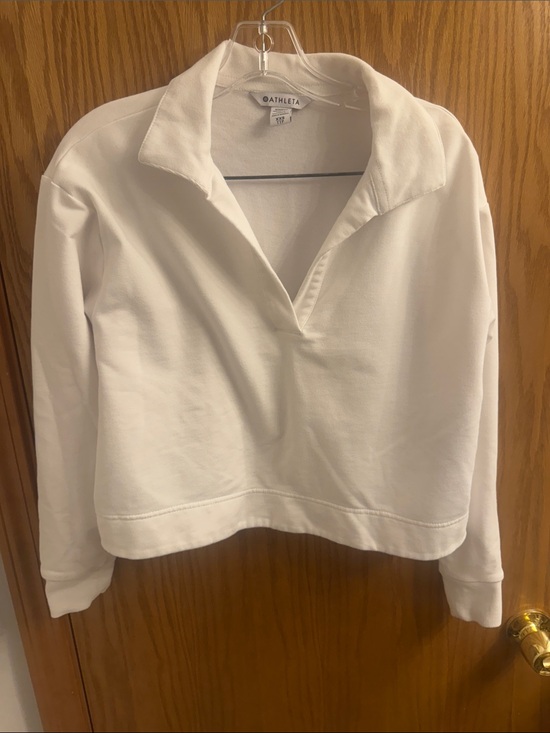Athleta Sweaters - Athleta Cream Collared Cropped Pullover